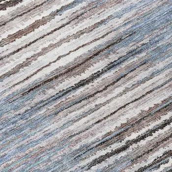 8' Sky Blue And Denim Blue Round Striped Washable Indoor Outdoor Area Rug