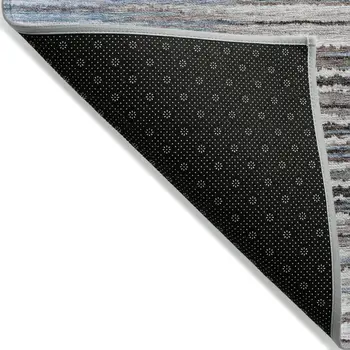 10' X 14' Sky Blue And Denim Blue Striped Washable Indoor Outdoor Area Rug