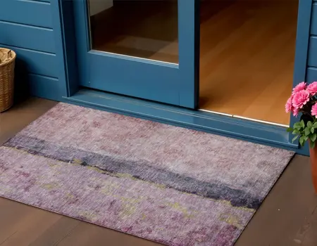 3' X 5' Blush Pink And Purple Abstract Washable Indoor Outdoor Area Rug