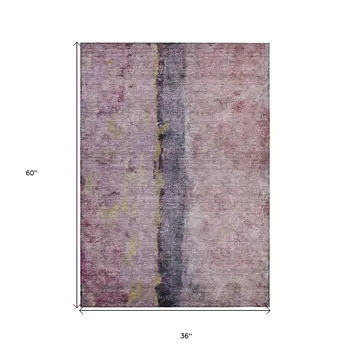 3' X 5' Blush Pink And Purple Abstract Washable Indoor Outdoor Area Rug