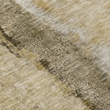 8' Brown Taupe And Gold Round Abstract Washable Indoor Outdoor Area Rug