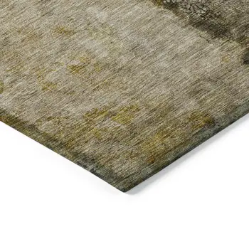 8' X 10' Brown Taupe And Gold Abstract Washable Indoor Outdoor Area Rug