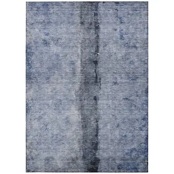 3' X 5' Denim Blue And Navy Blue Abstract Washable Indoor Outdoor Area Rug