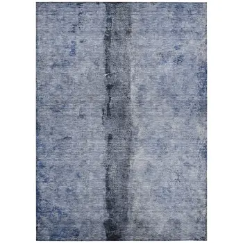 3' X 5' Denim Blue And Navy Blue Abstract Washable Indoor Outdoor Area Rug