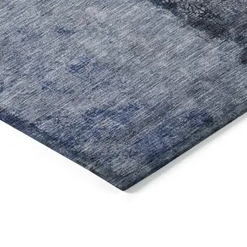 3' X 5' Denim Blue And Navy Blue Abstract Washable Indoor Outdoor Area Rug