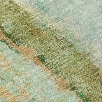 5' X 8' Olive Green And Blue Abstract Washable Indoor Outdoor Area Rug