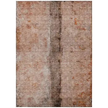 10' X 14' Orange Peach And Brown Abstract Washable Indoor Outdoor Area Rug