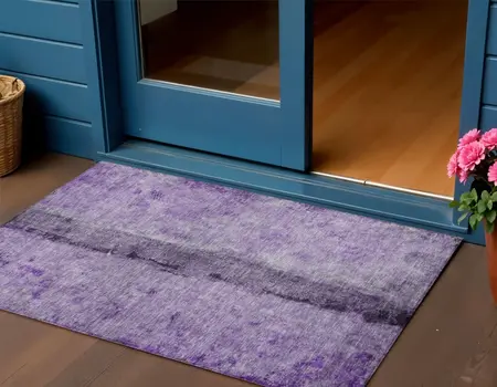 3' X 5' Purple And Lavender Abstract Washable Indoor Outdoor Area Rug