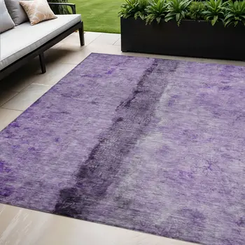 5' X 8' Purple And Lavender Abstract Washable Indoor Outdoor Area Rug
