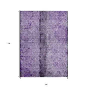 8' X 10' Purple And Lavender Abstract Washable Indoor Outdoor Area Rug