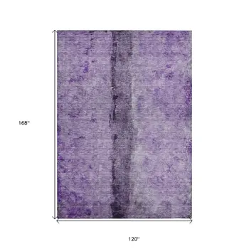 10' X 14' Purple And Lavender Abstract Washable Indoor Outdoor Area Rug