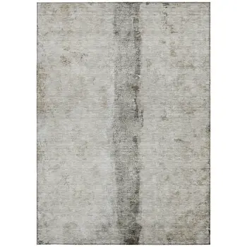 3' X 5' Taupe Beige And Gray Abstract Washable Indoor Outdoor Area Rug