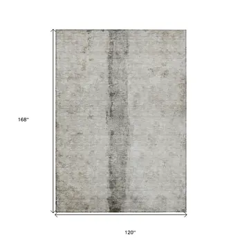 10' X 14' Taupe Beige And Gray Abstract Washable Indoor Outdoor Area Rug