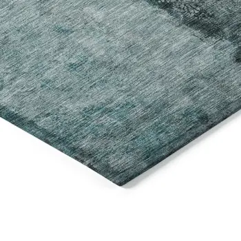 5' X 8' Teal Blue Aqua And Charcoal Abstract Washable Indoor Outdoor Area Rug