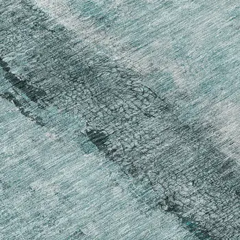 8' Teal Blue Aqua And Charcoal Round Abstract Washable Indoor Outdoor Area Rug