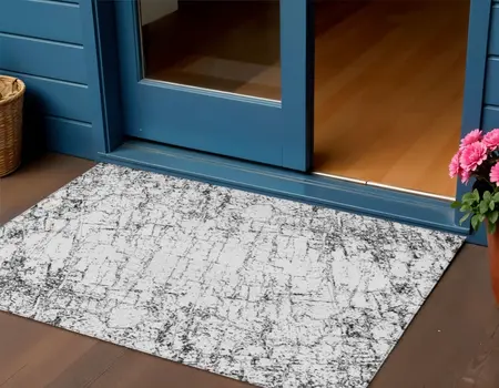 3' X 5' Black White And Gray Abstract Washable Indoor Outdoor Area Rug