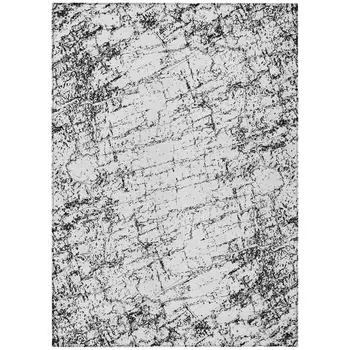 3' X 5' Black White And Gray Abstract Washable Indoor Outdoor Area Rug