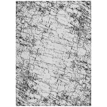 8' X 10' Black White And Gray Abstract Washable Indoor Outdoor Area Rug