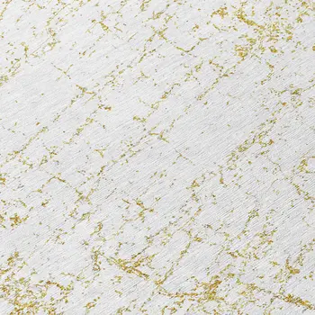 8' Gold And Ivory Round Abstract Washable Indoor Outdoor Area Rug