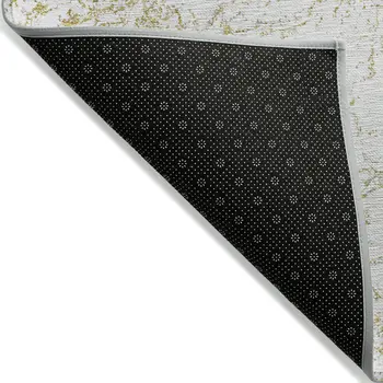 9' X 12' Gold And Ivory Abstract Washable Indoor Outdoor Area Rug