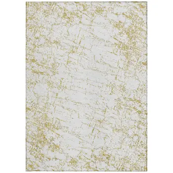 10' X 14' Gold And Ivory Abstract Washable Indoor Outdoor Area Rug