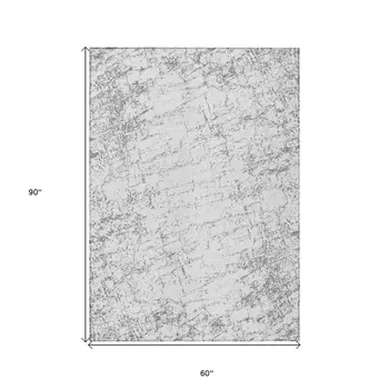 5' X 8' Gray And Ivory Abstract Washable Indoor Outdoor Area Rug