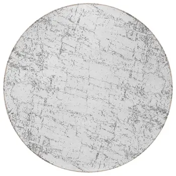 8' Gray And Ivory Round Abstract Washable Indoor Outdoor Area Rug