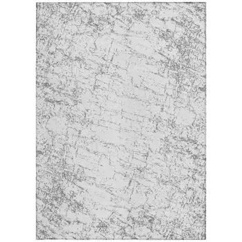 10' X 14' Gray And Ivory Abstract Washable Indoor Outdoor Area Rug