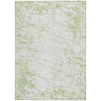 10' X 14' Green And Ivory Abstract Washable Indoor Outdoor Area Rug