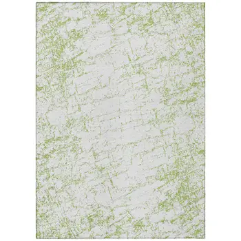 10' X 14' Green And Ivory Abstract Washable Indoor Outdoor Area Rug