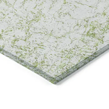 10' X 14' Green And Ivory Abstract Washable Indoor Outdoor Area Rug