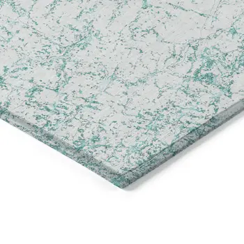 5' X 8' Teal Blue And Ivory Abstract Washable Indoor Outdoor Area Rug