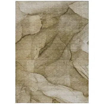 3' X 5' Brown Beige And Taupe Abstract Washable Indoor Outdoor Area Rug