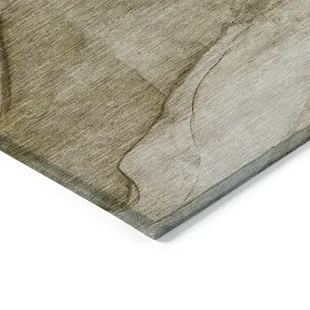3' X 5' Brown Beige And Taupe Abstract Washable Indoor Outdoor Area Rug