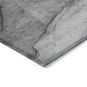 5' X 8' Gray Silver And Charcoal Abstract Washable Indoor Outdoor Area Rug
