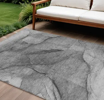 10' X 14' Gray Silver And Charcoal Abstract Washable Indoor Outdoor Area Rug