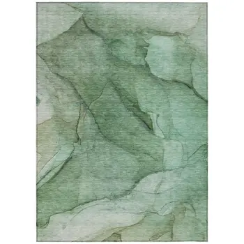 9' X 12' Green And Sage Abstract Washable Indoor Outdoor Area Rug