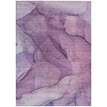9' X 12' Purple Lilac And Lavender Abstract Washable Indoor Outdoor Area Rug