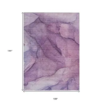 9' X 12' Purple Lilac And Lavender Abstract Washable Indoor Outdoor Area Rug