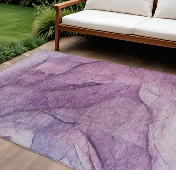 10' X 14' Purple Lilac And Lavender Abstract Washable Indoor Outdoor Area Rug