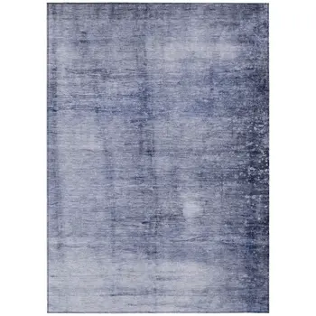 3' X 5' Navy Blue And Sky Blue Abstract Washable Indoor Outdoor Area Rug