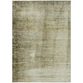 8' X 10' Taupe Beige And Chocolate Abstract Washable Indoor Outdoor Area Rug