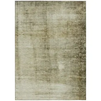 8' X 10' Taupe Beige And Chocolate Abstract Washable Indoor Outdoor Area Rug