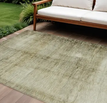 10' X 14' Taupe Beige And Chocolate Abstract Washable Indoor Outdoor Area Rug