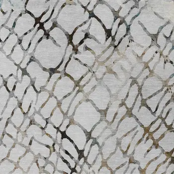 8' X 10' Silver Gray And Charcoal Abstract Washable Indoor Outdoor Area Rug