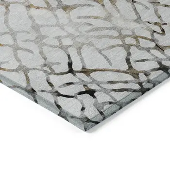 8' X 10' Silver Gray And Charcoal Abstract Washable Indoor Outdoor Area Rug