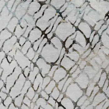 9' X 12' Silver Gray And Charcoal Abstract Washable Indoor Outdoor Area Rug