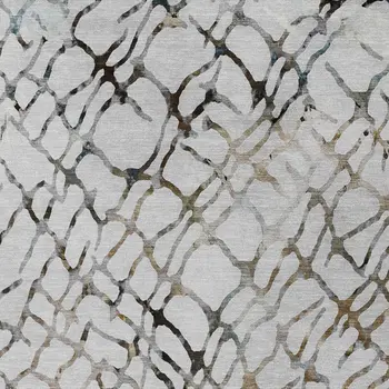10' X 14' Silver Gray And Charcoal Abstract Washable Indoor Outdoor Area Rug