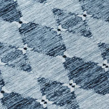 8' Navy Blue And Denim Blue Round Moroccan Washable Indoor Outdoor Area Rug