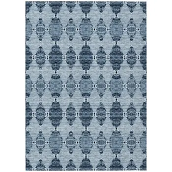 8' X 10' Navy Blue And Denim Blue Moroccan Washable Indoor Outdoor Area Rug